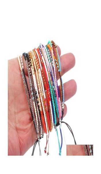 

charm bracelets handmade adjustable mtilayer small colorf beads rope cord bracelet jewelry for woven gift 1815 t2 drop delivery dh3573779, Golden;silver