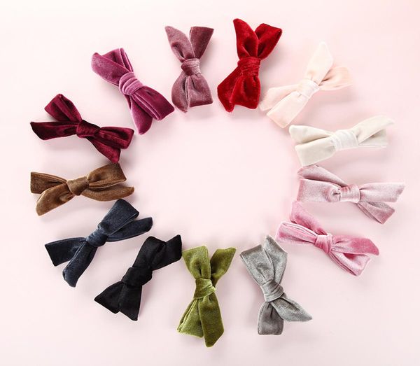 

fashion velvet kids girls hair clips single bows baby girls hairpins sweet lovely bow hair barrettes new baby bands3043296, Slivery;white