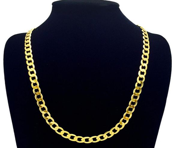 

statement jewelry curb chain 24k yellow gold filled solid necklace for women men 24in long3191571, Silver