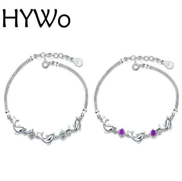 

hywo shop unique diy 925 silver zircon crystal dolphin bracelet for fashion women gift pulseras factory direct special whole4010506, Black