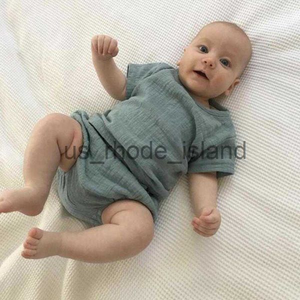 

t-shirts clothing sets 2023 baby boy short sleeve shorts linen cool summer born children clothes outfit overalls for kids x0714, Blue