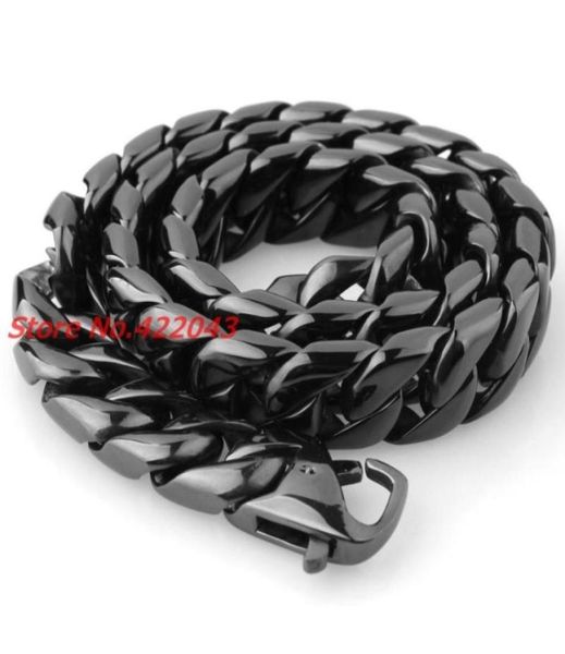 

chains 15mm heavy curb cuban link 316l stainless steel necklace men039s boy039s black chain bulk size jewelrychains9580433, Silver