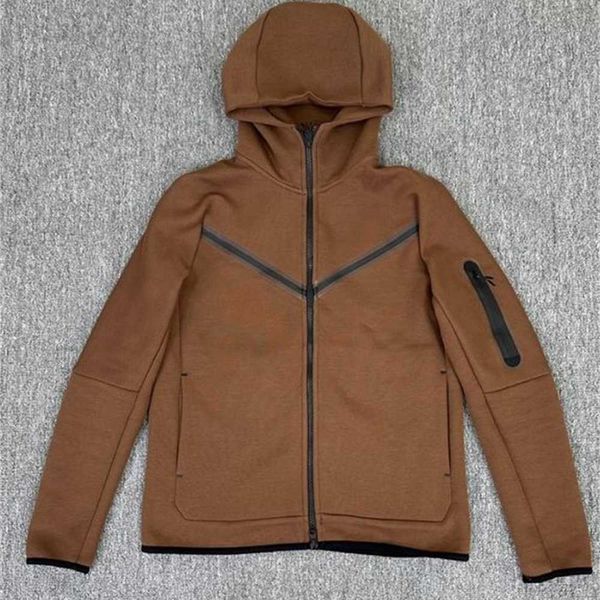 

european american style men's sports hooded hoodies tech casual knitted jacket women's full-length zipper cardigan sweatshirts cu4, Black