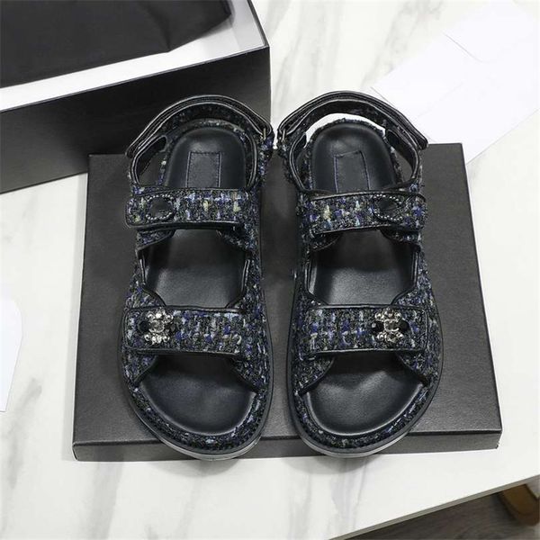 

summer popular women's sandals 2023 channel fashion luxury brand business work leisure travel letter logo women's high heels men&#, Black