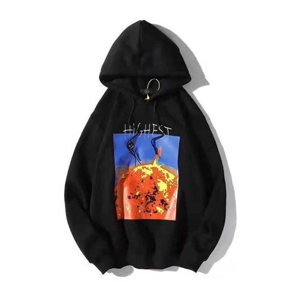 

2023 autumn and winter fashion brand graffiti splash ink hooded pullover men women loose jacket ixwn, Black