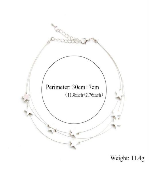 

fashion multilayer star choker necklace for women simple pentagram pendant chain necklaces korean sweet jewelry collares accessor5735633, Silver