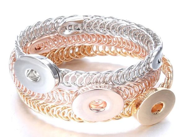 

new snap jewelry 12mm 18mm rose gold silver color cuff snap button bracelet bangle adjustable size bracelet for men wom jllnqi2638468, Golden;silver