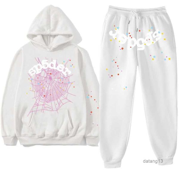 

sp5der hoodie men's tracksuits 555555 hoodie women tracksuit spider web printing sports suit pants and sportswear y2k streetwear young, Gray