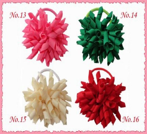 

girl 4quot korker hair bows clips curly grosgrain ribbon ponytail corker satin hairband flowers bobbles hair ties elastic headba4912103, Slivery;white