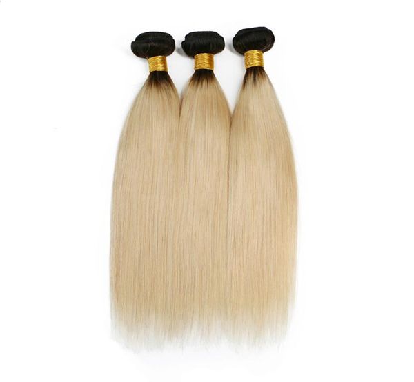 

elibess hair ombre 1b 613 dark roots blonde 100g one piecebrazilian remy hair extension straight 100 human hair weave bundles do7746231, Black