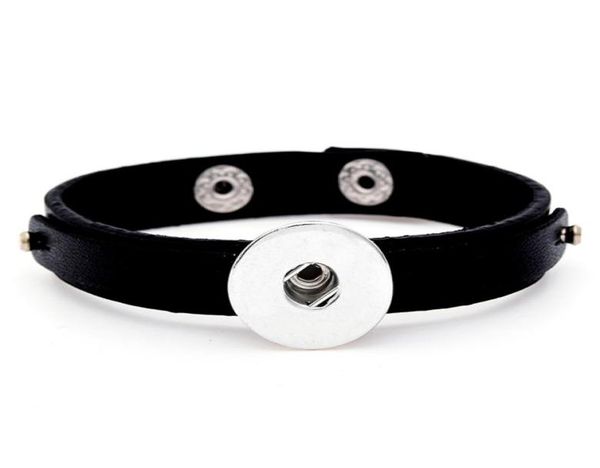 

20pcslot new arrival noosa snap buttons bracelet fashion snap button jewelry 18mm charms genuine cow leather punk bracelet for wo7565817, Golden;silver