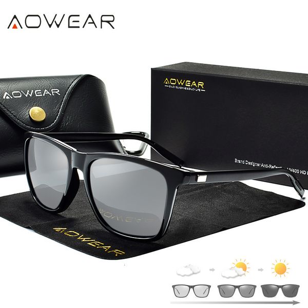 

sunglasses frames aowear classic square chameleon sunglasses women polarized hd pochromic sun glasses for woman driving goggles vintage eyew, Silver