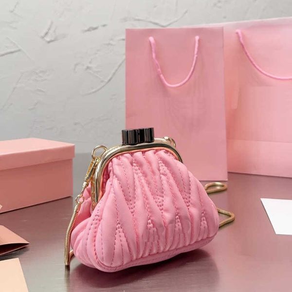 

mimu mini clip bag pleated designer bag women leather shoulder bags ladies gold chain luxurys handbags fashion solid color small woman purse