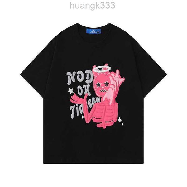 

american high street design sense skull print short sleeve t-shirt for men and women summer ins street fashion brand loose couple stussys, White;black