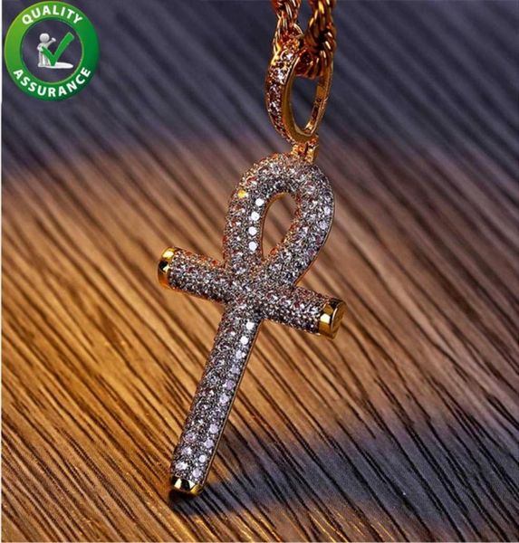 

designer necklace hip hop jewelry luxury iced out pendant brand gold cross necllaces diamond style charms micro paved bling cz key5978903, Silver