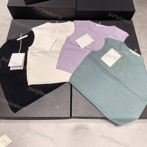 

designer clothing womens knitted tank t shirt summer sleeveless vest shirt thin casual everything 4 colors, White