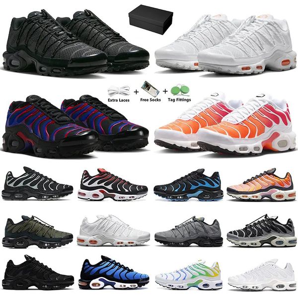 

with box tn plus running shoes men sneaker toggle utility triple white metallic silver fire ice oreo hyper sky bule rainbow men women traine