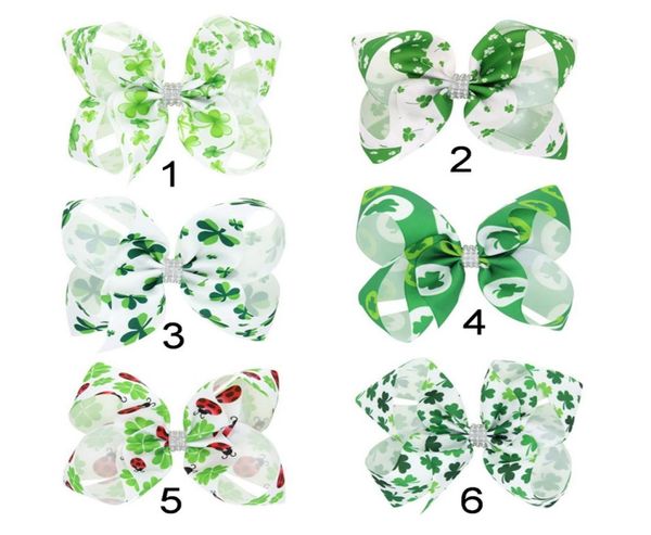 

hair accessories bows clips st patrick039s day hairpins headbands for girls green shamrock clover printed ribbon bowknot hc1246542779, Slivery;white