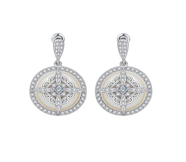 

white zircon pearl drop dangle earrings s925 silver needle wedding jewelry for women girl gift4831636