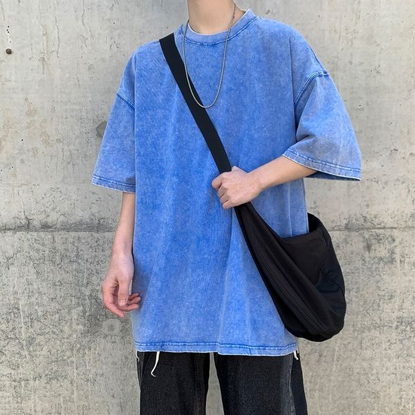 

men's t-shirts cotton summer short sleeved y2k vintage loose fitting hip-hop t-shirt wash street clothes 230713, White;black