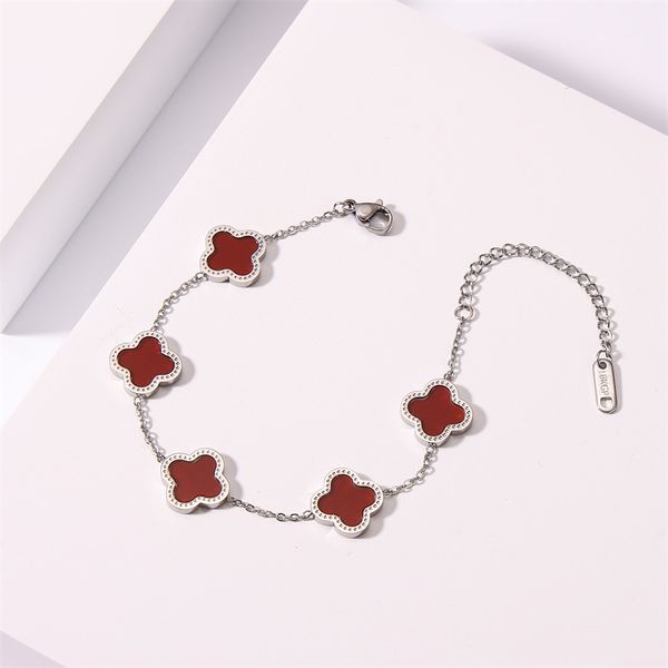 

luxury brand colorful clover charm bracelet stainless steel jewelry for women gift, Golden;silver