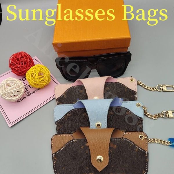 

other bags fashion designer sunglasses bag brand men women leather key ring blue pink brown sunglasses cases luxury with original box stock, Black;red