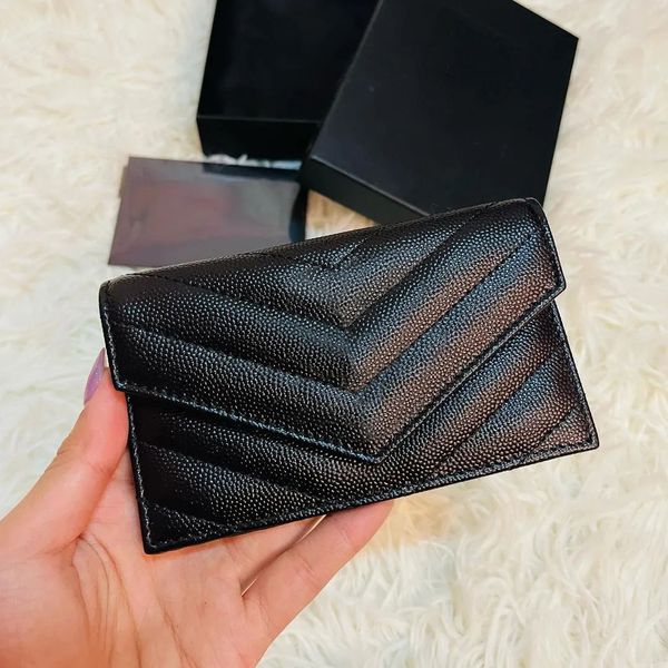 

flip envelope mini cowhide caviar wallets coin purses with box women mens luxury zip card holder keychain passport holder cardholder key pou, Red;blue