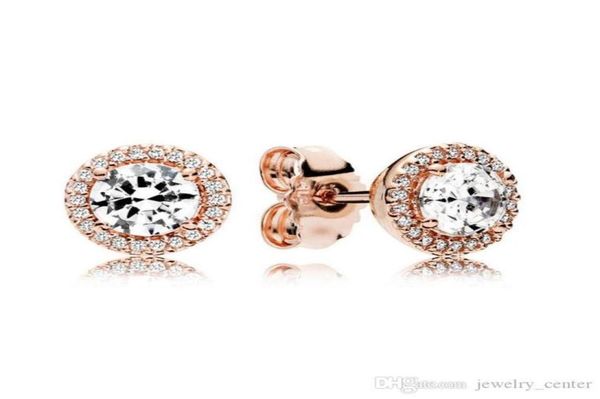 

genuine 18k rose gold classic elegance stud earrings original box for 925 sterling silver round sparkle luxury designer stud earrings4476483, Golden;silver