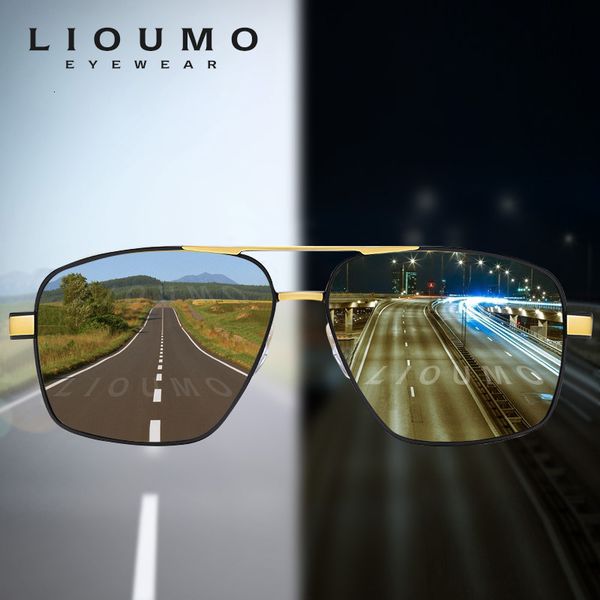

sunglasses lioumo hight quality square men's sunglasses polarized pochromic glasses women day night vision goggles uv400 zonnebril here, White;black