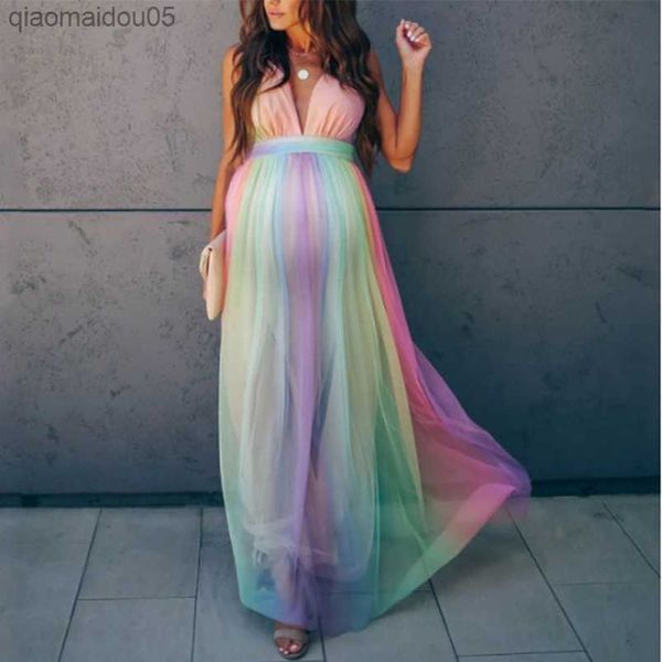 

maternity dresses pgraphy long pregnancy p shoot prop for baby showers party rainbow tulle pregnant women maxi gown, White