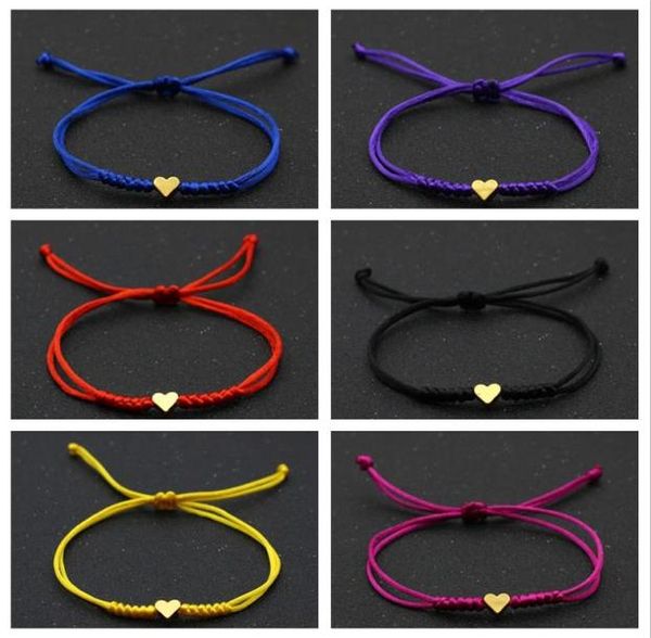 

jewelrygold sier love heart charm bracelet women men lovers wish good lucky red string braided adjustable couple bracelets friends3716933, Golden;silver
