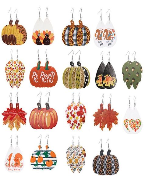 

pumpkin earring pu leather drop earrings female halloween pattern earring women vintage earring jewelry gifts 17 designs yfa25584523986, Red;brown