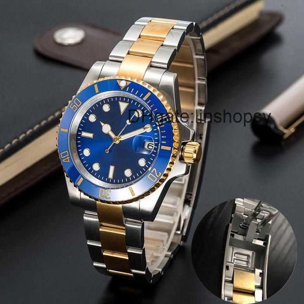 

-mens watches 40mm automatic mechanical watch stainless steel blue black ceramic sapphire wristwatches super luminous montre de luxe, Slivery;golden