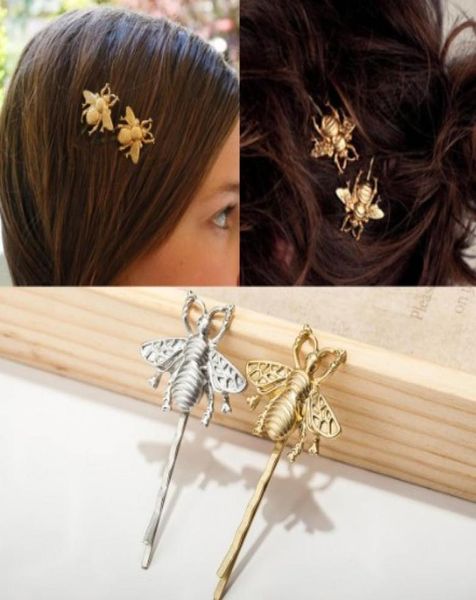 

little bee hair clips silver gold tone womens hair barrettes clip metal hairpin hair clip pins6055900, Golden;silver