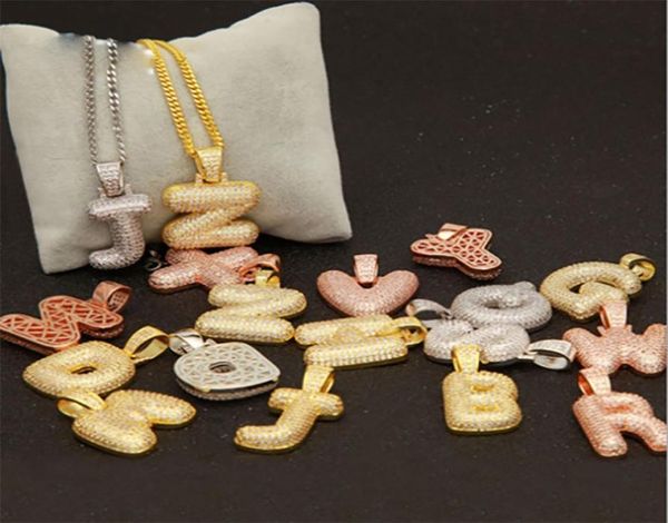 

iced out bling az english letter pendant necklace goldsilver rose gold hip hop 3mm 60cm cuba link chain fashion jewelry necklac5684908, Silver