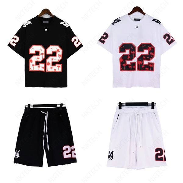 

2023 summer men's sportswear letter pattern trend print design sports short sleeve shorts suit sportswear fashion street cotton shirt, Gray