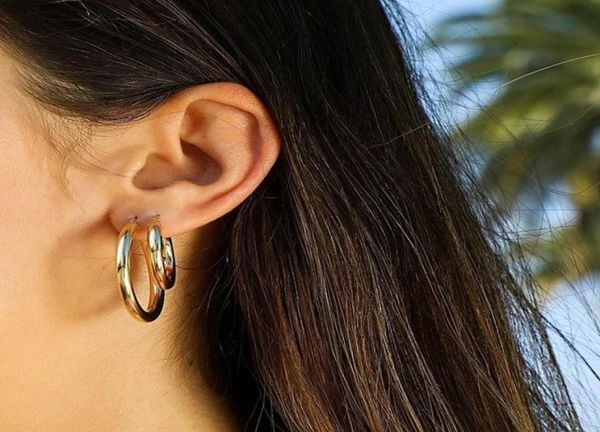 

new polished gold color round tube creole earrings 52mm gothic hiphop half circle hoops earrings gifts for women punk jewelry whol6506522, Golden;silver