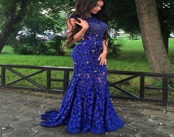 

new fashion luxury palace royal blue prom dress lace girls graduation banquet evening party gown custom made plus size5621873, Black