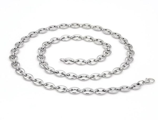 

coffee beans link chain 74mm necklace for men stainless steel rope link chain necklaces fashion hip hop men jewelry4710495, Silver