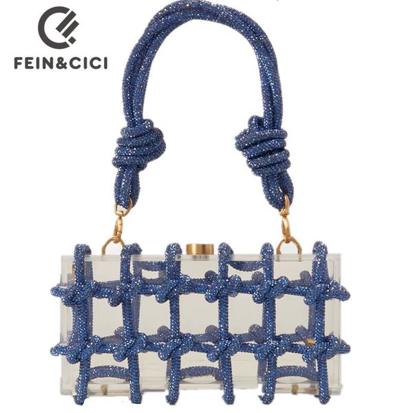 

evening bags crystal embossed rope acrylic clutch evening shoulder bag crystal women's luxury transparent party wedding knot bag 230713