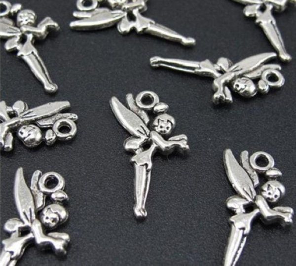 

whole 150pcs tibetan silver cute lovely angel fairy charms pendants for jewelry making findings 25x14mm4400365, Bronze;silver
