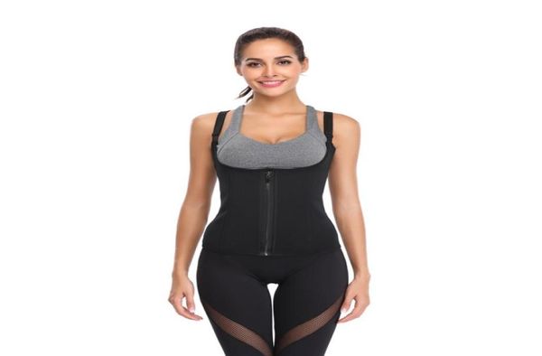 

neoprene waist trainer girdle sculpting slimming tummy shapewear zipper hook double control 6 steel bones body shapers corset 9871270