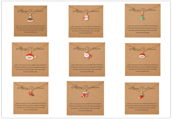 

merry xmas santa claus pendant choker necklace wish card gold jewelry christmas gift decor new year for women men kids1263178, Silver