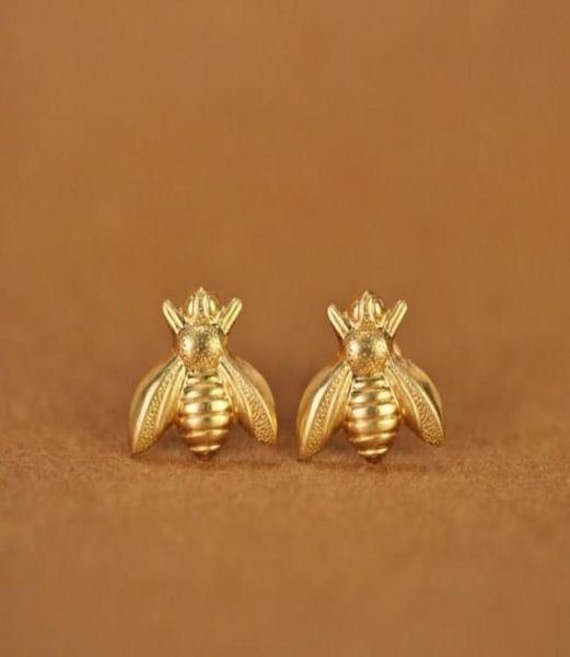 

10pair gold silver honey bee earrings tiny honeybee stud earrings woodland insect fly bird honey bumble bee stud earrings16370991485866, Golden;silver