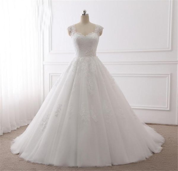 

sweetheart cap sleeves ball gown wedding dresses pearls lace appliques bridal gowns vestido de novias princess luxury cathedral tr2797289, White
