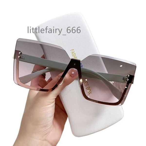 

150 new women eyewear rimless trendy sunglasses large square sunglasses personalized glasses retro designer fashion sunglasses, White;black