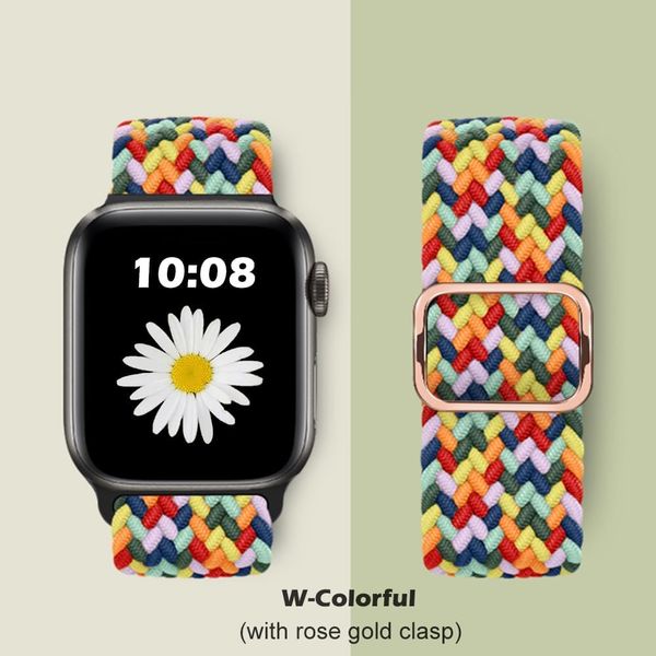 

watch bands for iwatch adjustable elastic braided strap sport wristbands, Black;brown