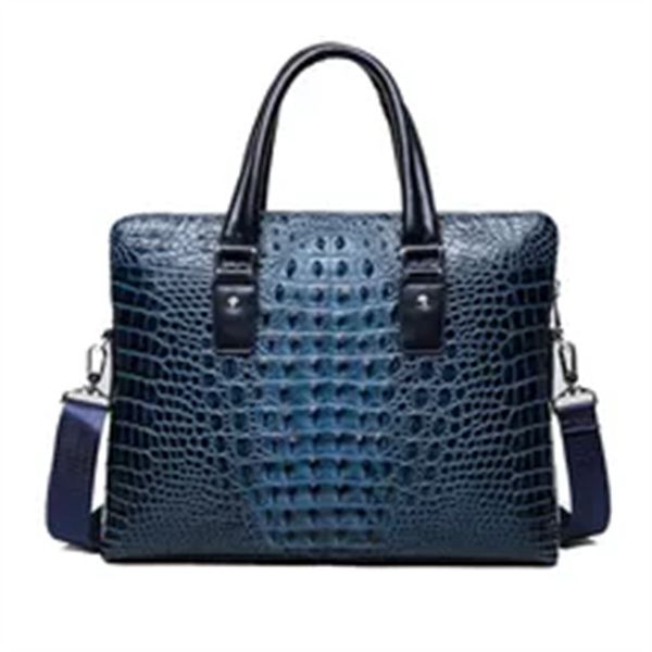 

famous design briefcase luxury crocodile pattern cowhide leather totes handbag briefcase male shoulder bag 14" lapbags