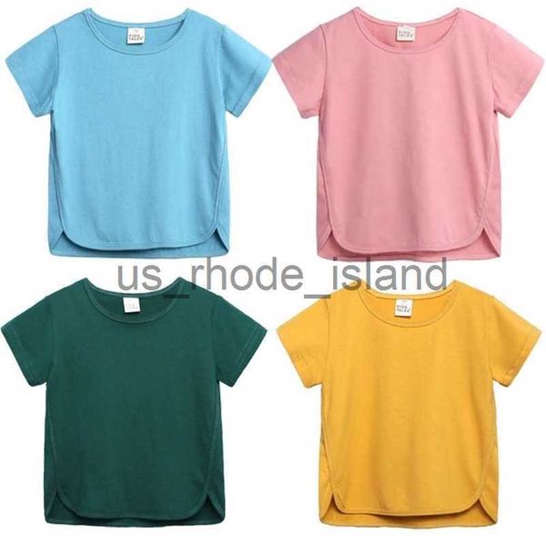 

tshirts summer basic simple solid tshirt for kids toddler youth children pure color cotton short sleeve tshirts macarone wrapped baby infant, Blue