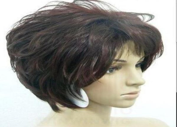 

dark brown short curly synthetic hair wig women hair charming style1991003, Black